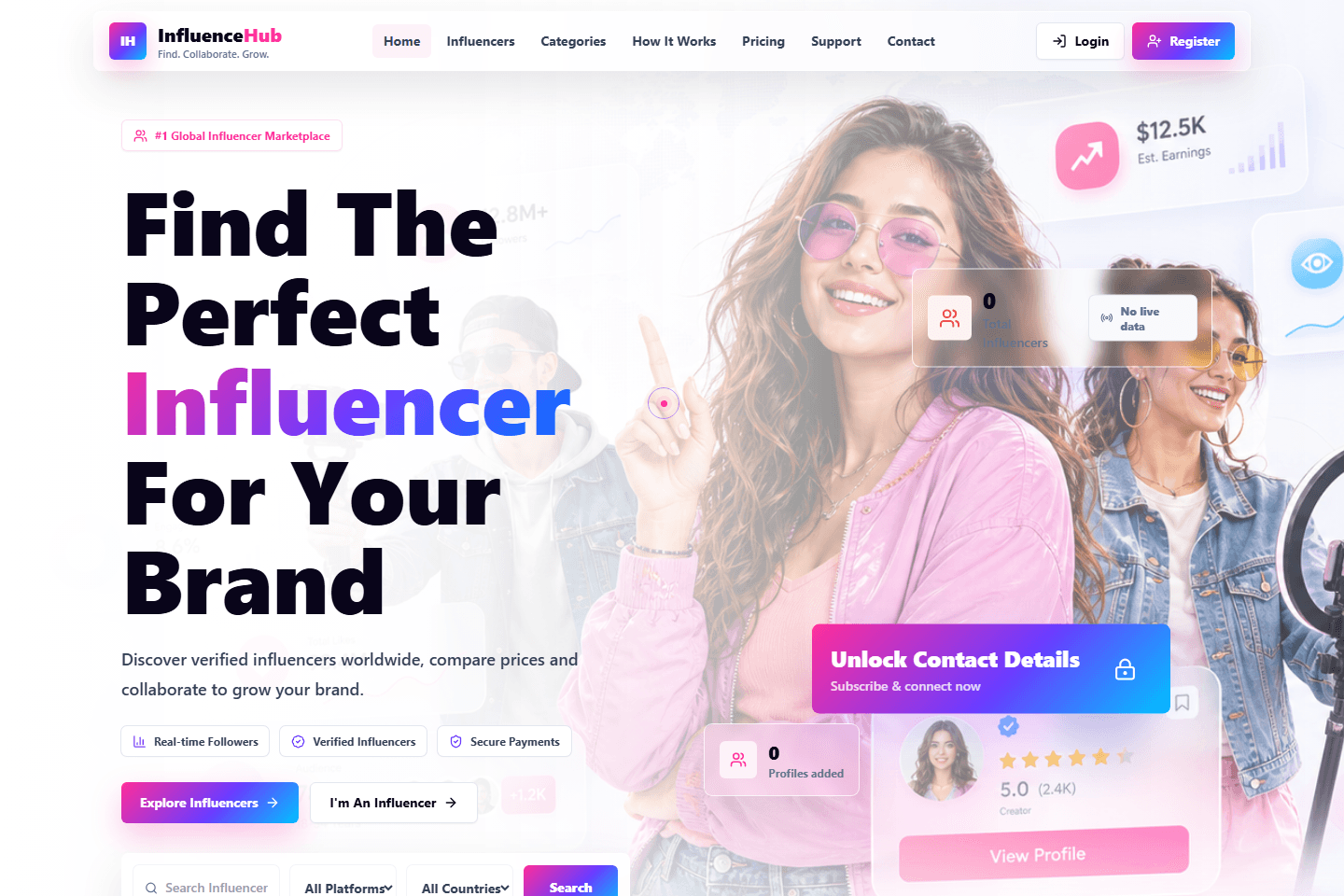 Influencer Hub website preview